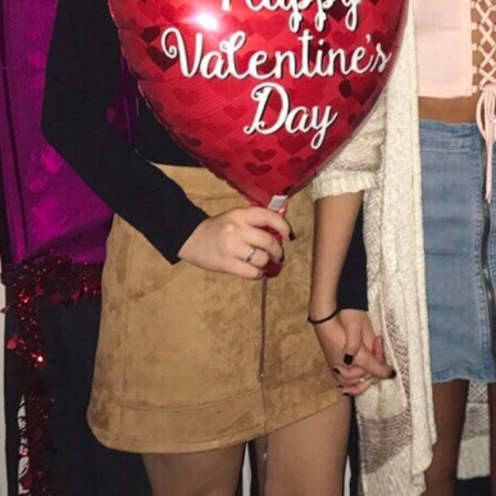 Suede Mini Skirt - Tan/Brown